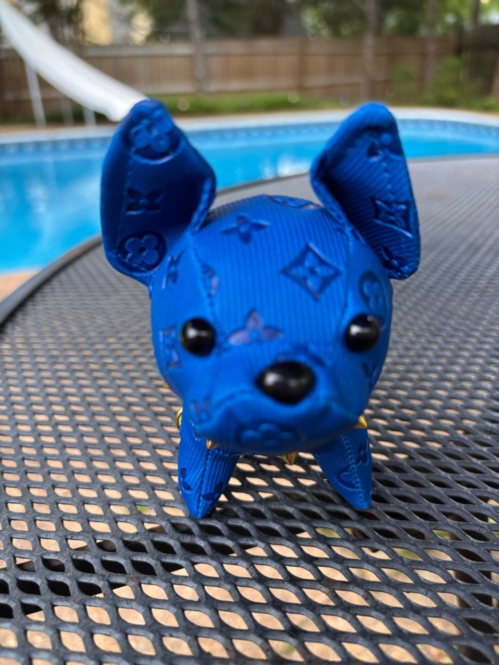 Key Fob/Bag Charm, Adorable Blue Bulldog With Spiked Collar NWOT